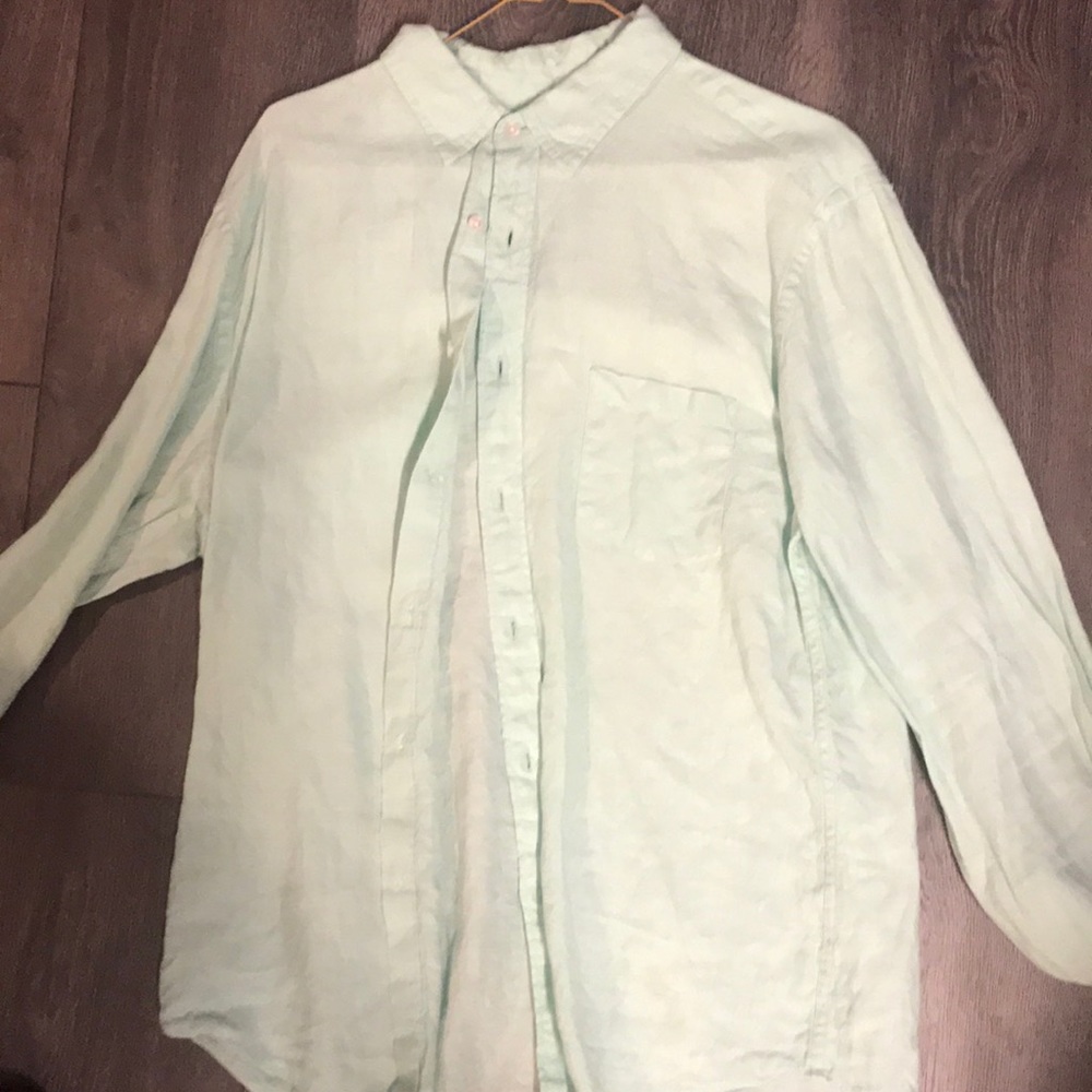 J.Crew green Irish linen button-down